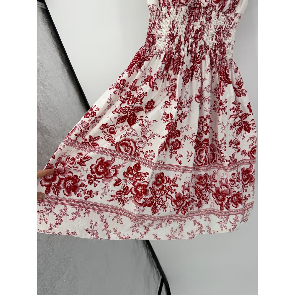 OCOC Womens Babydoll Knee Length Dress Size 4 White Red Vintage Floral Coquette - Picture 6 of 15